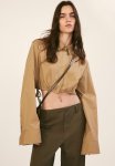 Cropped Drawstring-detail Shirt - Dark Beige