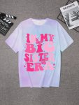 In My Big Sister Era & Butterflies Graphic Print Tee Girls Stylish & Trendy Tie Dye T-Shirt For Spring & Summer Girls Comfy Clot
