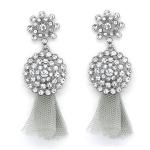 Silver Tone Crystal & Mesh Drop Earrings