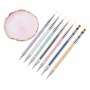 8 Piece - Nail Art Set With Resin Palette - Multicolour
