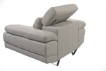 Dennis Sofa Armchair. Fully Upholstered In 100% Leather In Light Grey