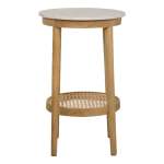 Stonesleigh Side Table With Marble Top & Cane Shelf
