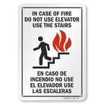 Smartsign "in Case Of Fire Do Not Use Elevator Use Stairs" Bilingual Sign 7" X 10" Aluminum