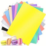 12SHEETS Glitter Vinyl Adhesive Lettering Film 10 Sheets Of Different Color Lettering Film And 2 Sheets Of Transparent Transfer
