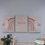 Canvas Boho Daisy Llama Rainbow Terracotta