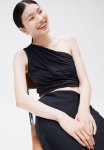 Cropped One-shoulder Top - Black