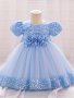 Girls Sparkling Gown Dress 3D Flower Decor Sequins Spliced Flower Girls Dress Perfect For Weddings Birthdays Parties