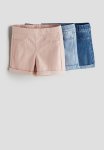 3 Pack Denim Shorts - Light Pink & Light Denim Blue