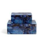 2 Piece Marble Jewellery Box Set Blue