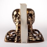 Backbone Human Skull Bookends - Bronze