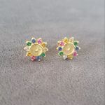 Atarah-gold Gold Plated 925 Sterling Silver Flower Earrings Size 9MM
