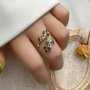 1PC Elegant Wrap Ring Emerald Leaf Pattern Inlaid Zirconia Suitable For Daily Outfits Party Jewelry For Female