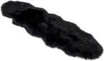 Smte Soft Faux Fur Rug Runner Black With Keychain