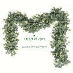 1PC Eucalyptus Garland With Long Willow Leaves Silvery Dollar Boston Fern Greenery Garland White Flowers Eucalyptus Vines Scene Decor Festivals Decor Offices Decor Christmas