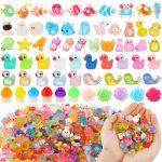 Brightrow 600 Pcs MINI Resin Animal Figures Bulk Small Animal Figurines Tiny Miniature Garden Accessories Duck Flamingo For East