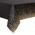 1PC Black And Golden Polka Dots Plastic Tablecloth For Rectangle Tables Birthday Party Table Cover Table Cloths For Bachelor Coc