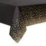 1PC Black And Golden Polka Dots Plastic Tablecloth For Rectangle Tables Birthday Party Table Cover Table Cloths For Bachelor Cocktail Party Christmas Halloween Gift