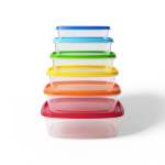 6 Piece Rainbow Rectangular Container Set Clear