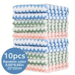 5 10PCS Microfiber Dish Cloths Thickened Coral Velvet Cationic Double-sided Dish Towels Soft Absorbent Towels Strong Stain Remov