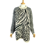 Vintage Animal Patterned Knit Jersey - L