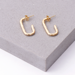 Hook Gold Stud Earring With Hammered Finish - Gold