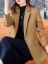 Notched Collar Button Front Blazer Elegant Long Sleeve Blazer For Office & Work Women's Clothing