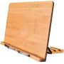 Bamboo Book Stand With Adjustable Holder Tray And Clips For Reading Cookbook