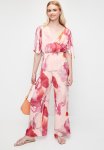 V-neck Dolman Sleeve Wide Leg Jumpsuit - Soft Pink