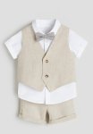4 Piece Dressy Set - Light Beige & White