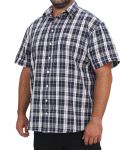 Mens Short Sleeve Check Shirt - 10XL Navy wht
