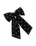 Black Velvet Pearl Stud Bow Clip