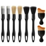 8PCS Car Detailing Brush Set Ultra Soft Boars Hair Car Interior Detailing Brushes Premium Car Wash Brush Kit For Professional Re