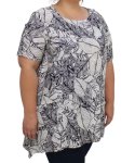 Ladies Printed Hanky Tunic - 60 Blk wht