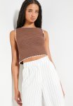 Cotton On Crochet Boatneck Low Back Tank - Texas Brown