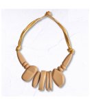 Oblong Wooden Choker - Beige Free