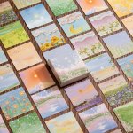 46SHEETS BOX Oil Painting Stickers Beautiful Scenery Scrapbook Diary Decorative Stickers Photo Album Decor Self-adhesive Perfect