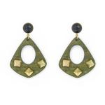 Olive Green Geometric Drop Earrings