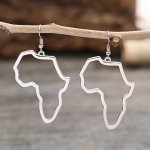 Hollow Golden Silvery African Map Design Dangle Earrings Retro Minimalist Style Alloy Silver Plated Jewelry Female Gift