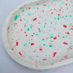 Eco-resin Terrazzo Pill Trinket Tray - Pink Red & Turquoise