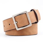 Women Leather Belts For Jeans Luxury Brand Designer Belts Female Square Metal Pin Buckle Belt