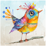 Fabric Paint Panel Funny Bird