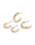 Goldair Gold Diamante & Plain Hoop Earrings 2-PACK