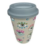 Beige Comic Eyes Ceramic Travel Mug
