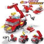 142PCS City Fire Truck Fighting Building Blocks Sets Fire Brigade Car Model Toy Small Particles Bricks Diy Educational Toys For