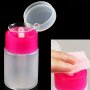 1PC Portable Nail Polish Remover Pump Dispenser Bottle 200ML Pink And Transparent Plastic Empty Lockable Push-down Pump With Lid For Makeup & Beauty Salon