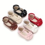 Casual Cute Bowknot Mary Jane Shoes For Baby Girls Breathable Lightweight Walking Shoes For Spring And Summer
