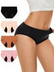 4PCS Menstrual Period Panties Comfy & Breathable Full-coverange Anti-leak Panties Women's Lingerie & Underwear