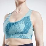 Reebok Women's Ts Lux Perform Allover Print Racer Bra - Steely Blue - Md