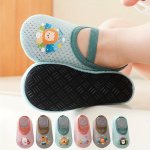 A Pair Of Baby Girl's Adorable Cartoon Pattern Floor Socks Comfy Breathable Casual Soft & Elastic Sock Shoes Spring & Summer