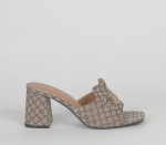 Block Heeled Push-in Sandal - 8 Beige